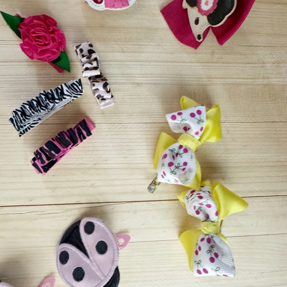 Girls Hair Clip Lot Gymboree Bows Ladybug Floral Boutique Collection